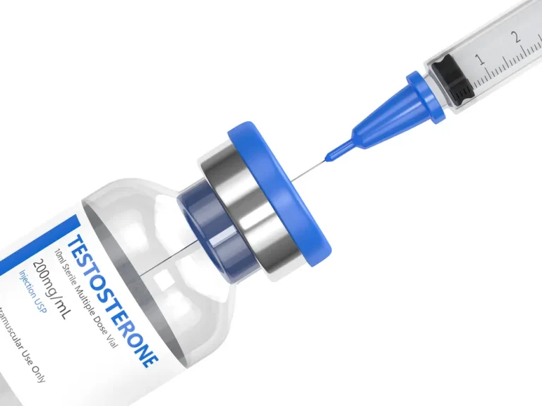 Testosterone vial with a syringe drawing liquid, representing TRT (Testosterone Replacement Therapy) for hormone balance and vitality.